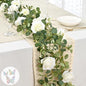 Yastouay 6.4 Ft Fuller Artificial Eucalyptus Garland with Champagne Flowers Fake Rose Vine for Table Centerpiece Wedding Baby Shower Party Room Backdrop Decor