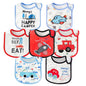 7Pcs Cotton Waterproof Baby Bibs Hook Loop Closure Newborn Bib Keepsake Baby Gift for Drooling Feeding Eating