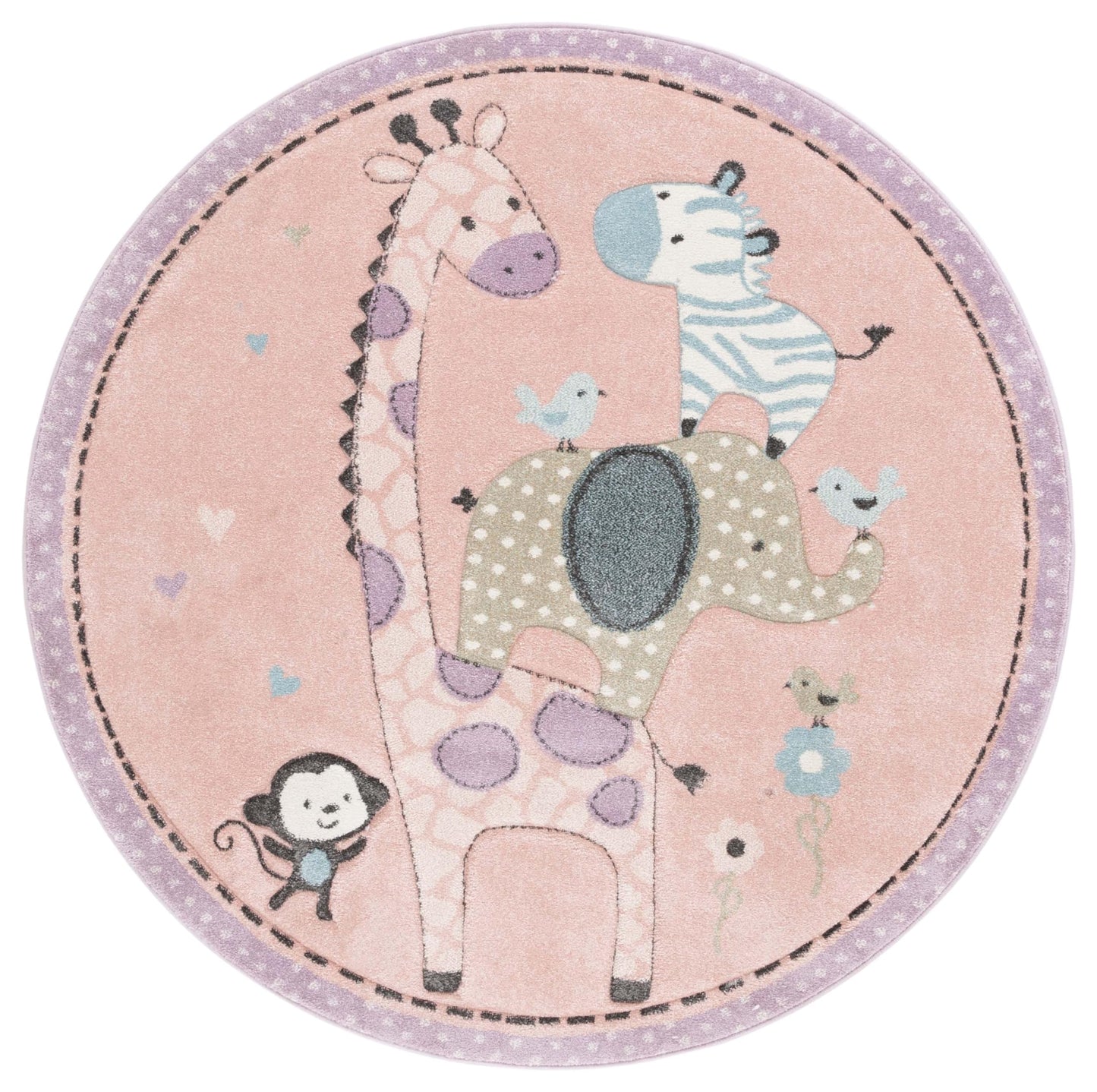 SAFAVIEH Carousel Kids Collection Accent Rug - 4' x 6', Ivory, Animal Design, Non-Shedding & Easy Care, Ideal for High Traffic Areas for Boys & Girls in Playroom, Nursery, Bedroom (CRK120A)