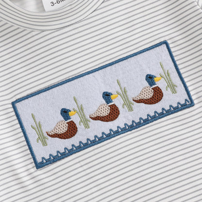 fhutpw Baby Toddler Boy Summer Clothes Embroidery Pattern Short Sleeve Tops & Casual Shorts 6 12 18 Months Outfits Sets