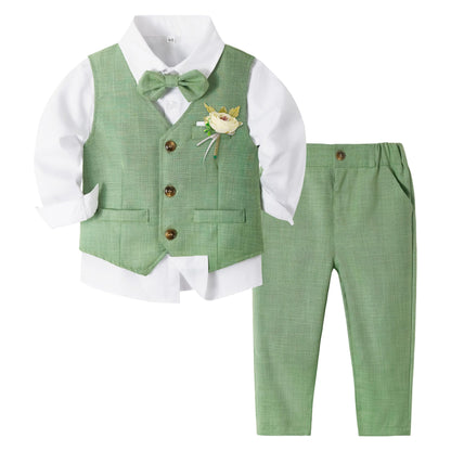 Volunboy Baby Boys Formal Wedding Ring Bearer Outfits Toddler Gentleman Bowtie Vest Guest Suits Dress Shirt Pants Set