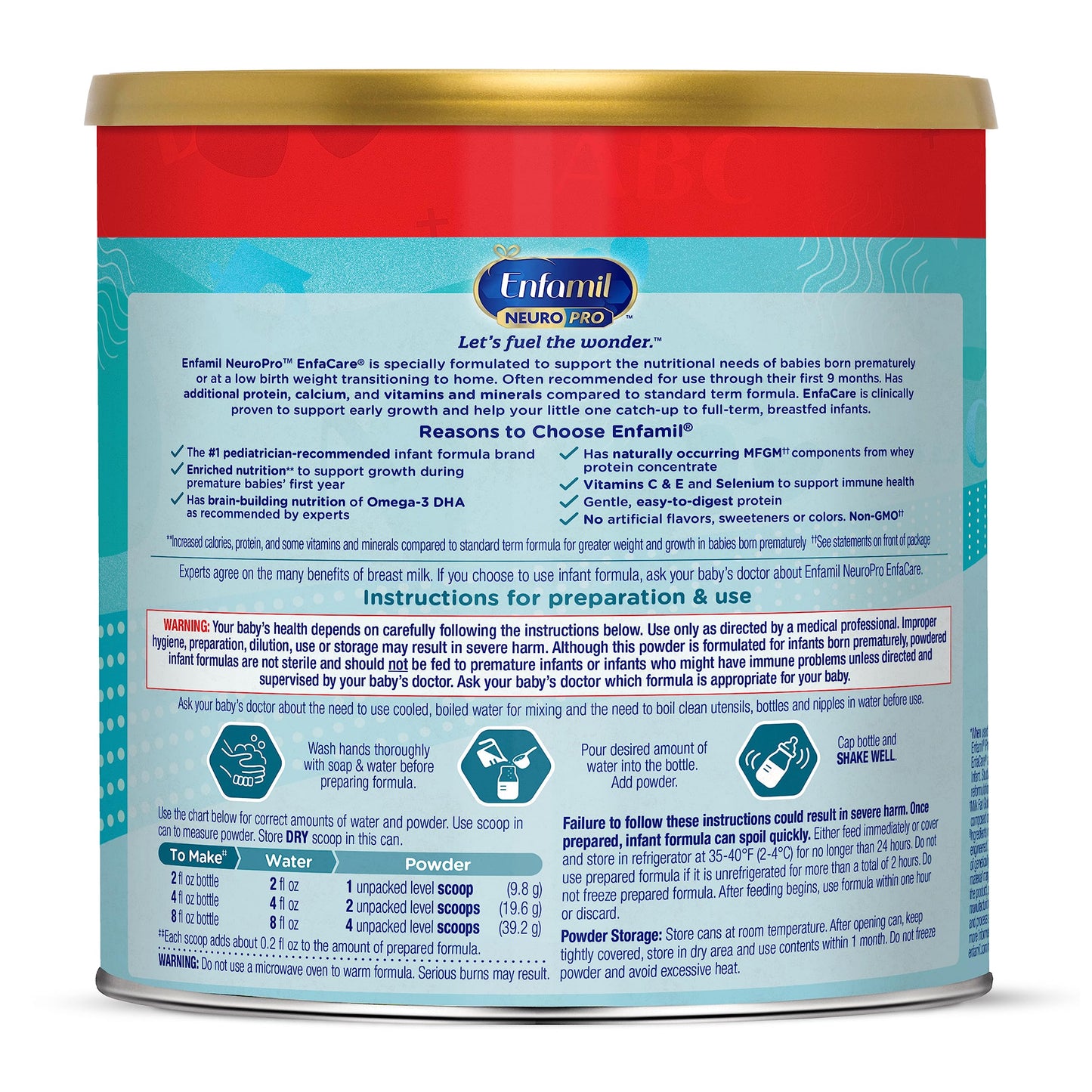 Enfamil NeuroPro EnfaCare High Calorie Premature Baby Formula, Milk-Based with Iron, Brain-Building DHA, Vitamins & Minerals for Immune Support, added easy-to-digest proteins, Baby Milk, 13.6 Oz Can