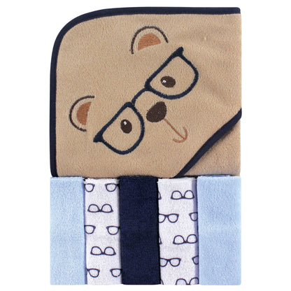 Luvable Friends Unisex Baby Hooded Towel with Five Washcloths, Cotton,Polyester,Ikat Elephant, One Size