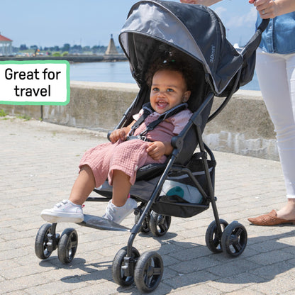 Summer by Ingenuity 3D Mini Convenience Stroller – Lightweight Stroller with Compact Fold, Multi-Position Recline, Canopy with Pop Out Sun Visor and More – Umbrella Stroller for Travel, Pink