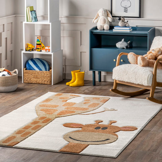 nuLOOM Anabell Giraffe Kids Area Rug, 4x6, Beige