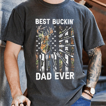 Personalized Fathers Day Shirts for Dad, Grandpa Shirt with Grandkids Names, Gifts for Dad Hunting Fishing