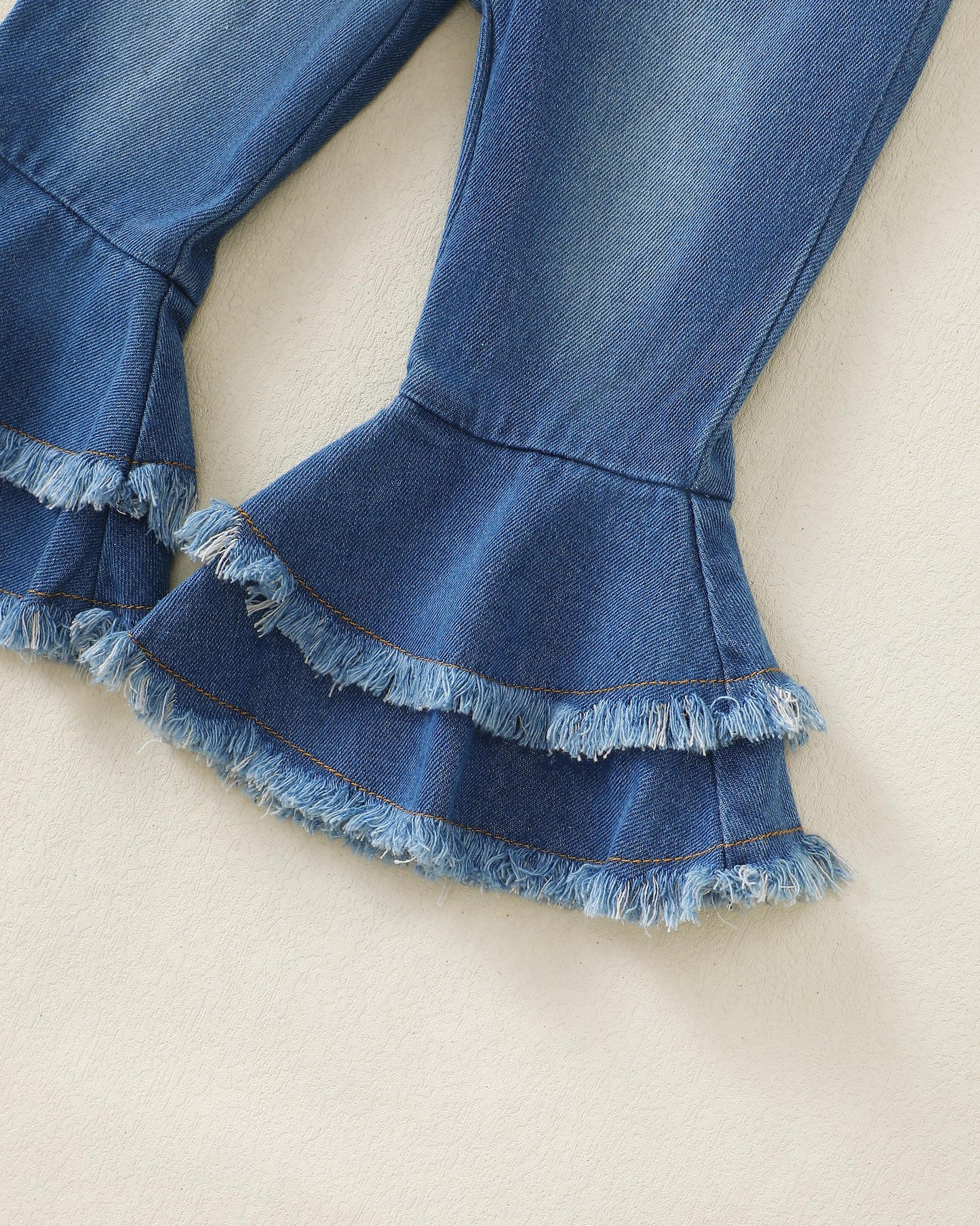 Renotemy Toddler Baby Girl Clothes Fall Winter Outfit, Bow Sweatshirt Denim Bell Bottom Jeans Outfits for 1-5 Year Girls