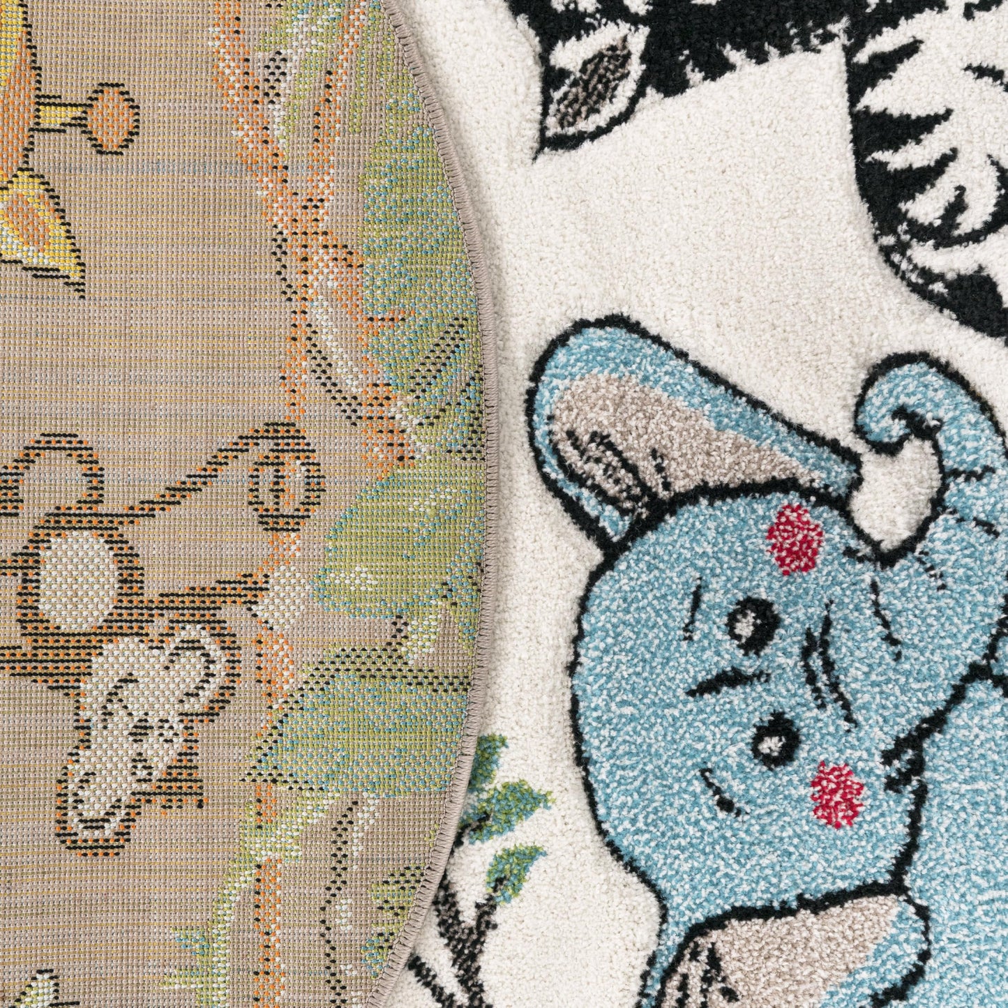 Paco Home Nursery Rug for Kids - Jungle Animals Giraffe Lion Monkey in Beige, Size:5'3" x 7'7"