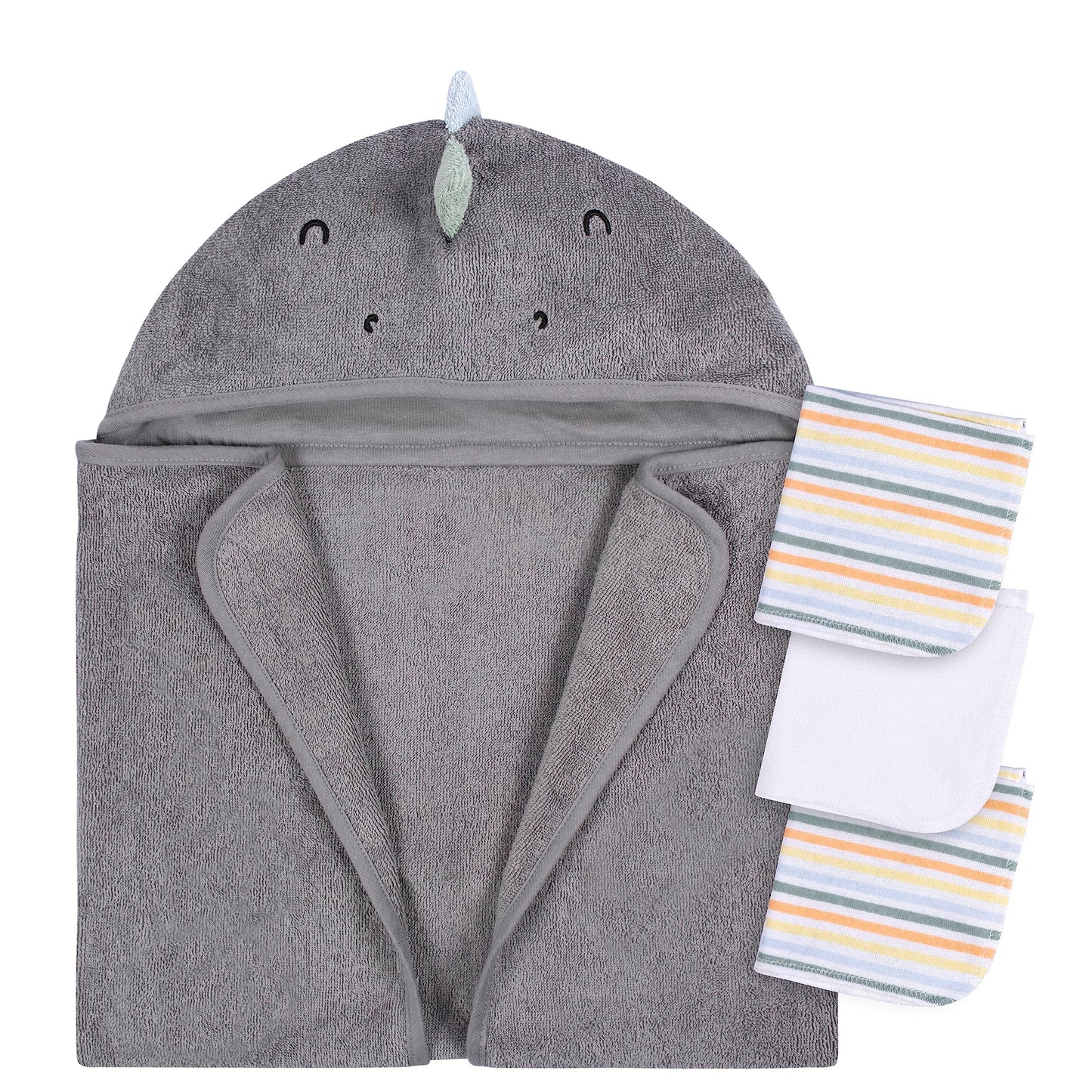 Gerber Baby 4 Piece Animal Character Hooded Towel and Washcloth Set, Brown Lion, One Size