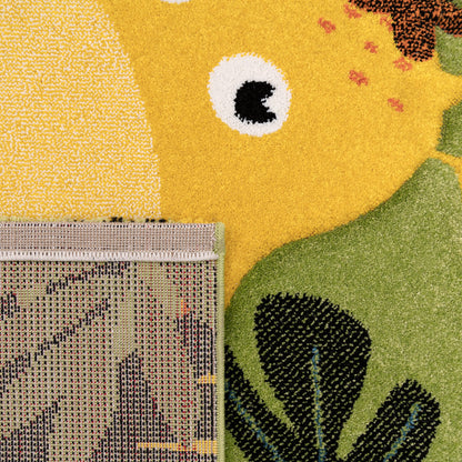 Kids Rug with Cute Animals on a Hot Air Balloon Ride in Pastel, Size: 2'8" x 4'11"