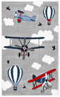 SAFAVIEH Carousel Kids Collection Area Rug - 5'3" x 7'6", Light Grey & Red, Non-Shedding & Easy Care, Ideal for High Traffic Areas for Boys & Girls in Playroom, Nursery, Bedroom (CRK137F)