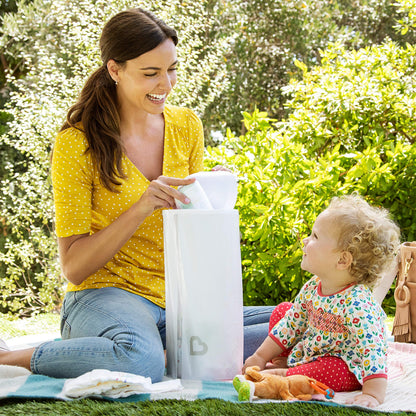 Munchkin® Toss™ Portable Disposable Diaper Pail, Holds up to 150 Newborn Diapers, 5 Pack, White