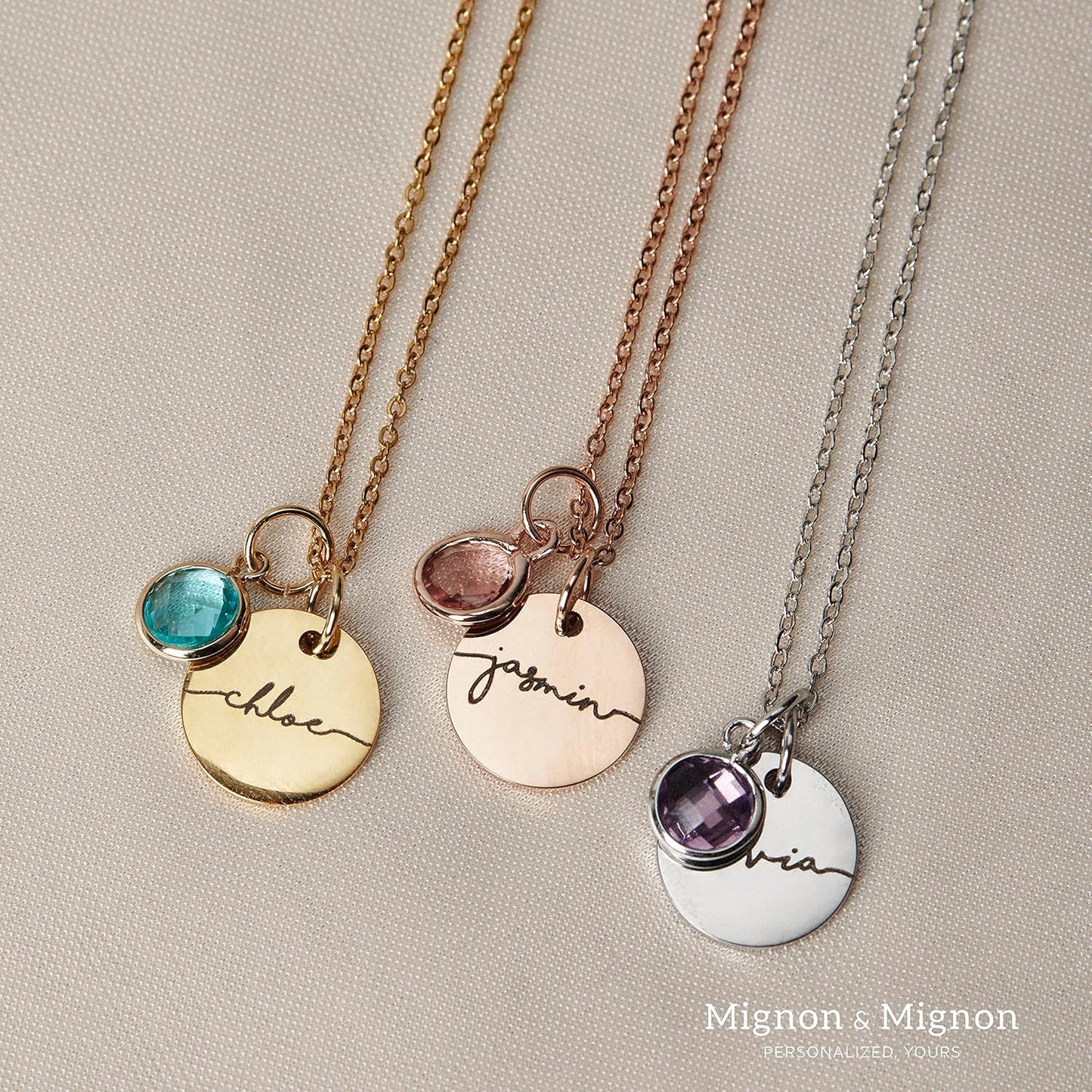 Birthstone Name Necklace Personalized Jewelry for Women Mother's Day Neckace Gifts for Mom Gold Plated Pendant Charm, Custom Jewelry Grandma Gift Birthday Personalized Gifts for New Moms -CN-BS-SH