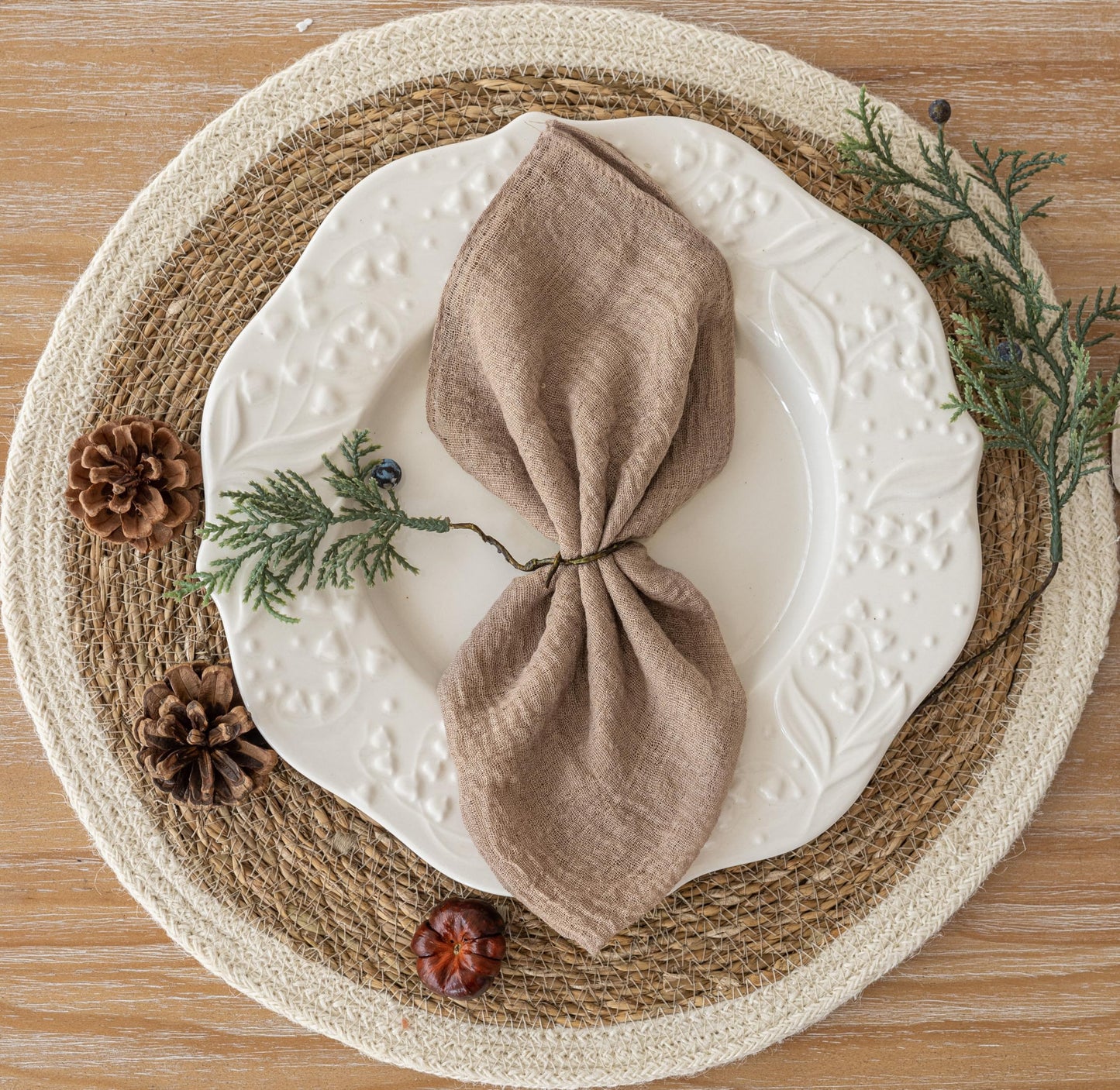 Cheesecloth Napkins 17x17 Inches Spring Cloth Handmade Washable Reusable for Mothers Day Lunch Dinner Wedding Baby Bridal Shower Party Rustic Boho Decorations Bulk Set of 6 Pink