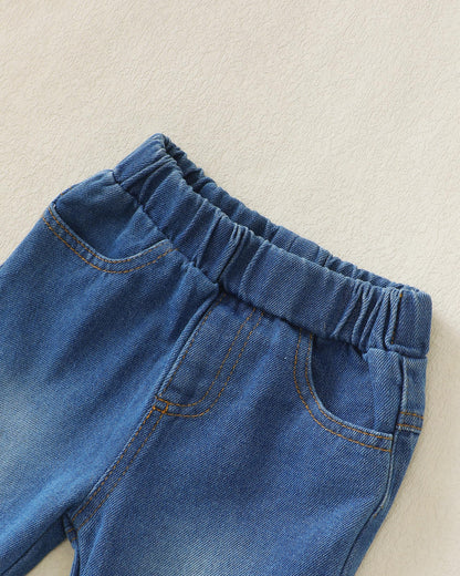 Renotemy Toddler Baby Girl Clothes Fall Winter Outfit, Bow Sweatshirt Denim Bell Bottom Jeans Outfits for 1-5 Year Girls
