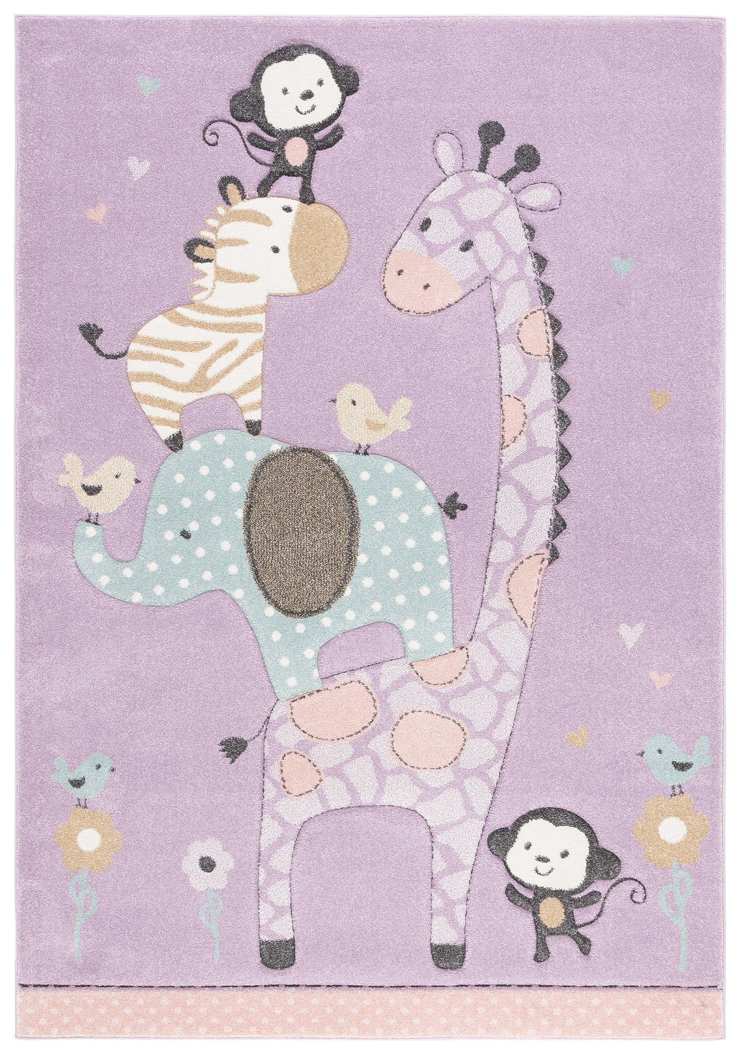 SAFAVIEH Carousel Kids Collection Accent Rug - 4' x 6', Ivory, Animal Design, Non-Shedding & Easy Care, Ideal for High Traffic Areas for Boys & Girls in Playroom, Nursery, Bedroom (CRK120A)