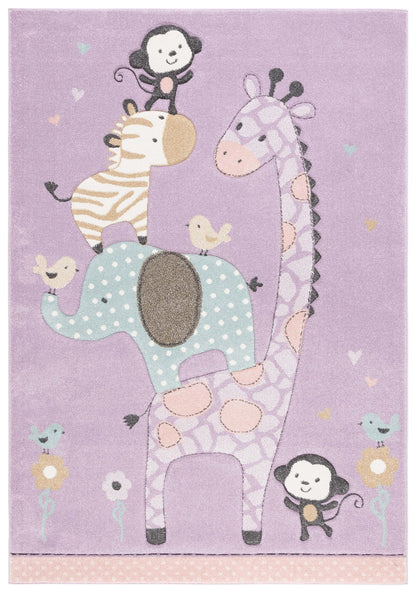 SAFAVIEH Carousel Kids Collection Accent Rug - 4' x 6', Ivory, Animal Design, Non-Shedding & Easy Care, Ideal for High Traffic Areas for Boys & Girls in Playroom, Nursery, Bedroom (CRK120A)