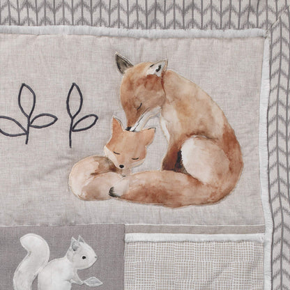 Lambs & Ivy Painted Forest 4-Piece Crib Bedding Set - Gray, Beige, White