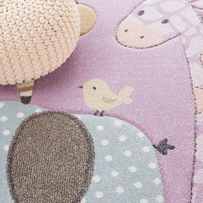 SAFAVIEH Carousel Kids Collection Accent Rug - 4' x 6', Ivory, Animal Design, Non-Shedding & Easy Care, Ideal for High Traffic Areas for Boys & Girls in Playroom, Nursery, Bedroom (CRK120A)