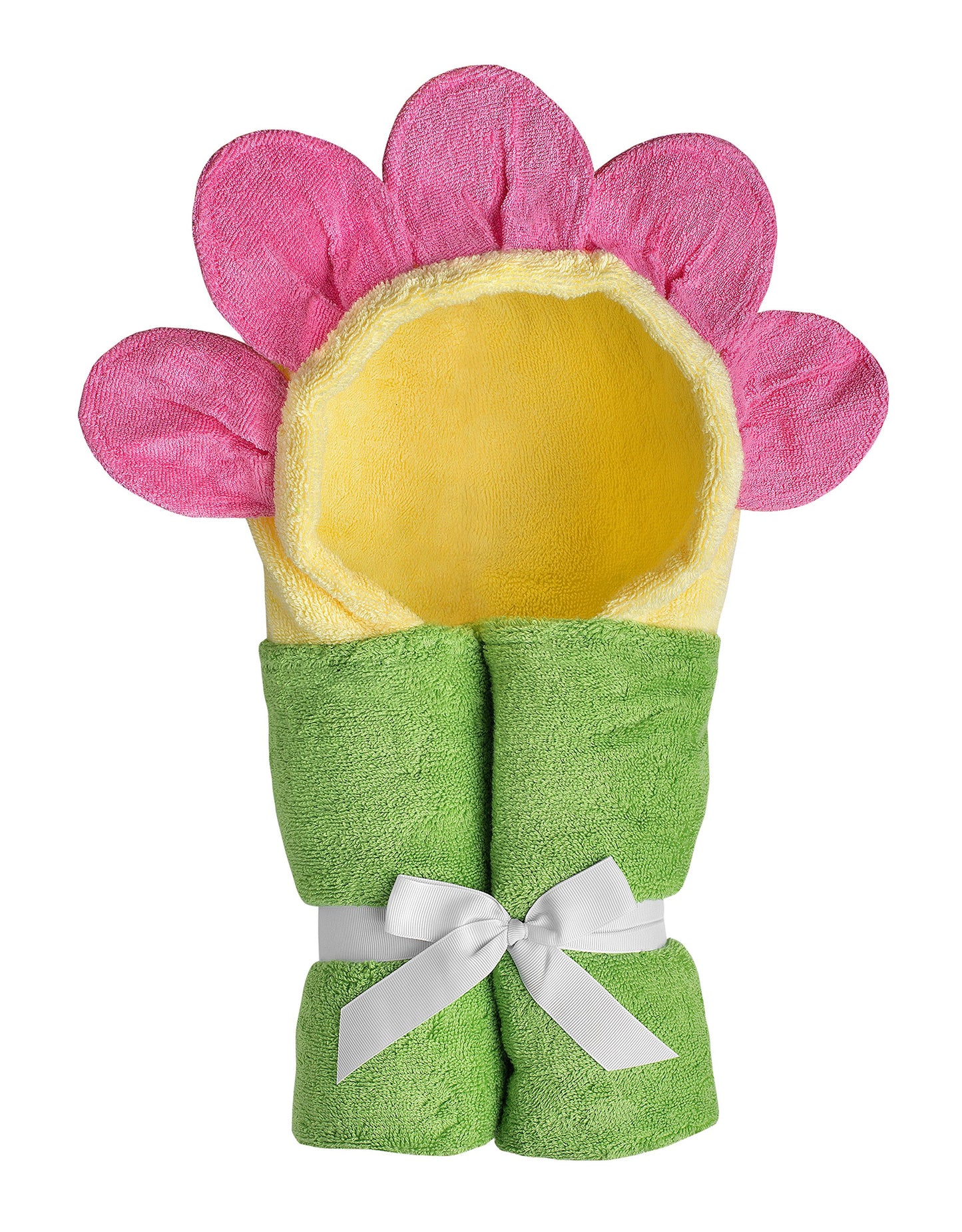 Hooded Baby Towel for Kids 2-8 | Large 100% Cotton Baby Towel for Girls | Cute Flower Bath Towels for Babies and Toddlers with Pink Petals
